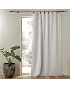 Штора затемняющая из стираного льна с кожаными шлевками Private серый Am.pm.