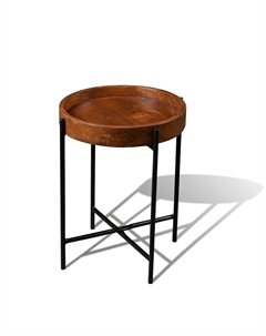 Журнальный стол из массива манго и металла каштановый So'home