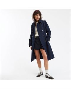 Тренч с двубортной застежкой на пуговицы синий La redoute collections