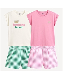 Комплект пижам с шортами из хлопка розовый La redoute collections
