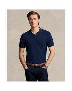 Футболка поло прямая из трикотажа пике стрейч синий Polo ralph lauren