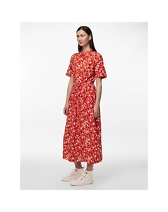 Платье-рубашка с принтом с завязками красный Laredoute