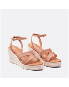 Эспадрильи из кожи на танкетке каштановый La redoute collections