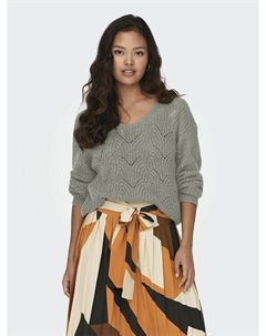 Пуловер из ажурного трикотажа серый Laredoute