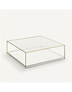 Стол журнальный квадратный из закаленного стекла Sybil золотистый Am.pm.