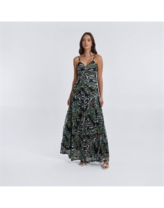 Платье длинное с принтом на бретелях зеленый Laredoute