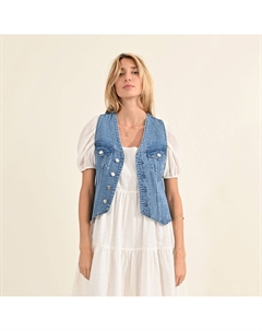 Жилет из джинсовой ткани синий Laredoute