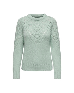 Пуловер из ажурного трикотажа с круглым вырезом зеленый Only