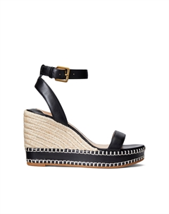 Эспадрильи на танкетке из кожи черный Laredoute