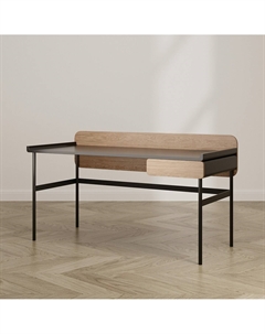 Стол письменный из шпона дуба и металла с блоком розеток бежевый Laredoute