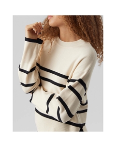 Пуловер с круглым вырезом из тонкого трикотажа бежевый Vero moda