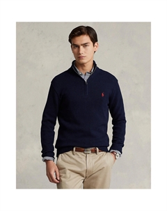 Пуловер из хлопка на молнии до середины синий Polo ralph lauren