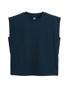 Топ 100 хлопок с круглым вырезом без рукавов синий La redoute collections