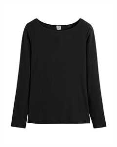 Лонгслив с вырезом лодочка черный Laredoute