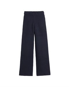 Брюки-буткат с высокой посадкой из шерсти мериноса синий Laredoute