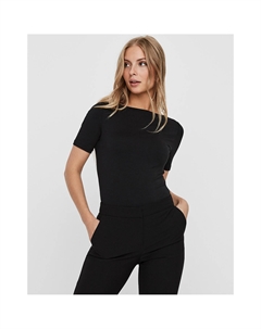 Футболка с вырезом-лодочкой черный Vero moda