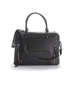 Сумка кожаная на молнии с множеством карманов MACY черный Laredoute