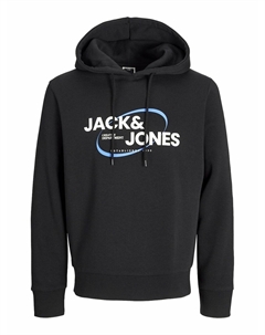 Свитшот прямой с капюшоном и логотипом черный Jack & jones