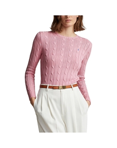 Пуловер с круглым вырезом из трикотажа с узором косы розовый Polo ralph lauren