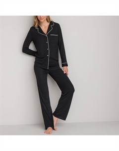 Пижама с длинными рукавами вискозный трикотаж черный La redoute collections