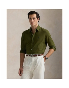 Рубашка из ультралегкого хлопкового пике зеленый Polo ralph lauren