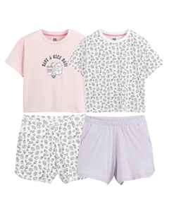 Комплект из двух пижам с шортами с принтом Breakfast Kawa розовый Laredoute