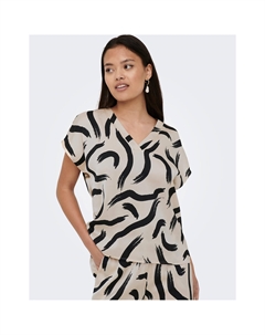 Блузка с принтом и короткими рукавами бежевый Jdy