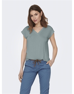 Футболка с V-образным вырезом зеленый Only