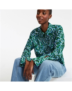 Короткая свободная рубашка с графическим принтом зеленый La redoute collections