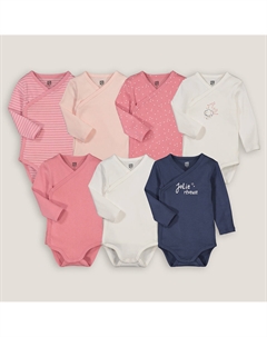 Комплект из семи боди для новорожденных с длинными рукавами розовый Laredoute