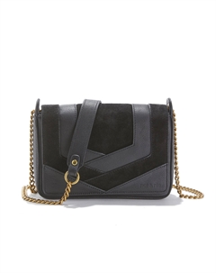 Сумка с клапаном из гладкой кожи и замши CAPRI черный Laredoute