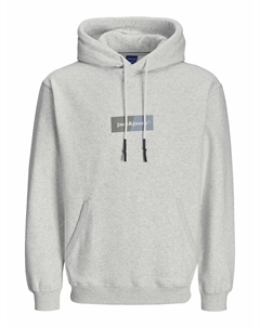 Свитшот объемный с капюшоном и логотипом серый Laredoute