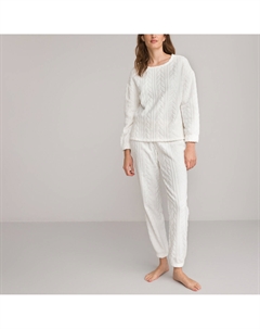 Пижама из флисового трикотажа с эффектом косичек белый So'home