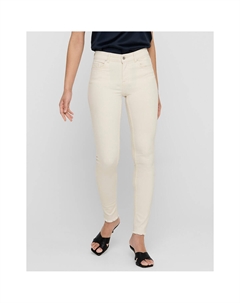 Джинсы узкого покроя с бахромой по низу бежевый Only