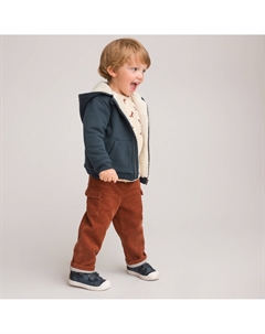 Свитшот утепленный на молнии с капюшоном на подкладке 1 мес - 4 года синий La redoute collections