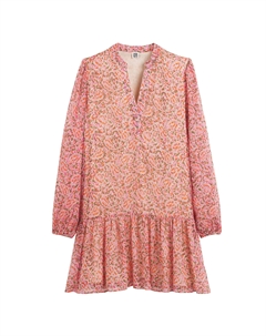 Платье короткое расклешенное с длинными рукавами зеленый La redoute collections