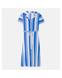 Платье-рубашка длинное короткие рукава в полоску синий Compania fantastica