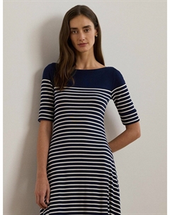 Платье миди расклешенное в полоску синий Laredoute