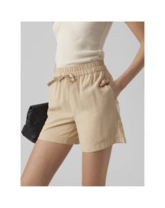 Шорты из струящейся ткани с высокой посадкой бежевый Laredoute