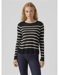 Пуловер в стиле тельняшки из тонкого трикотажа  черный Vero moda