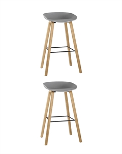 Комплект из двух стульев из массива бука серый Laredoute