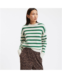 Пуловер в полоску с круглым вырезом зеленый Laredoute
