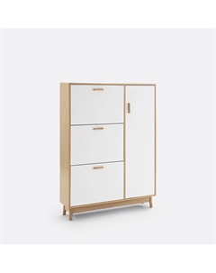 Шкаф для обуви с 3 откидными дверцами и 1 отделением с дверцей для белья Sheldon белый So'home