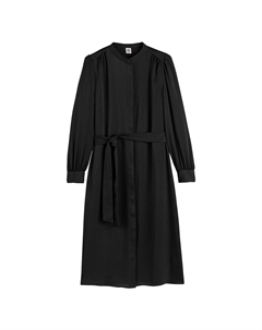 Платье под пояс с длинным рукавом черный La redoute collections