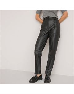 Брюки прямые из искусственной кожи черный Laredoute