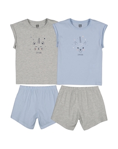 Пижама с шортами из хлопка 2 шт серый La redoute collections