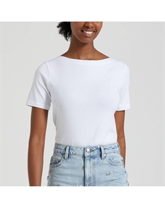 Футболка с вырезом-лодочкой белый Vero moda