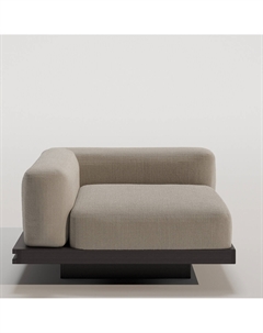 Диван модуль 3 из шпона и обивки рогожка бежевый So'home