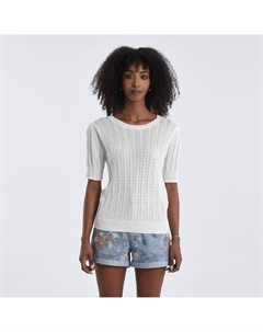 Пуловер с объемными короткими рукавами из трикотажа пуантель бежевый Laredoute