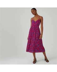 Платье длинное с плиссировкой на тонких бретелях розовый La redoute collections